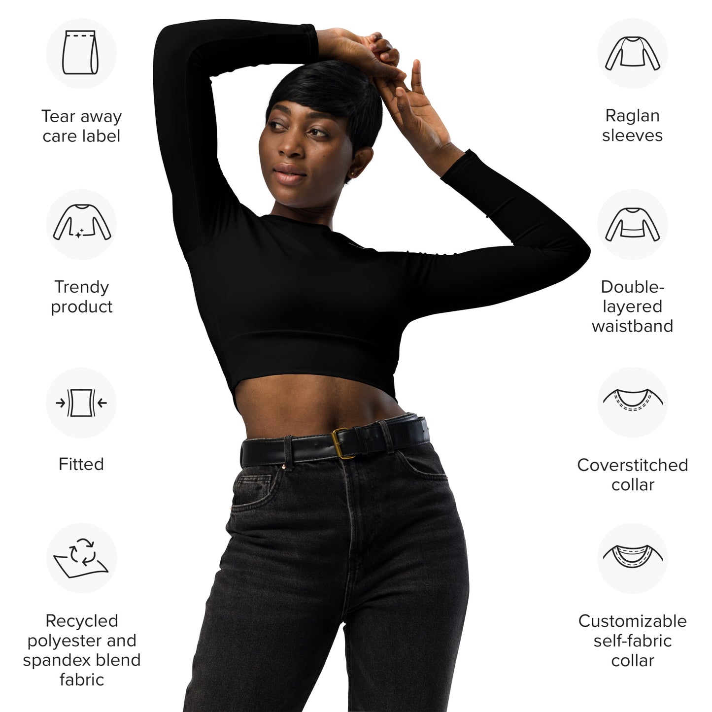 Crest Long-Sleeve Crop Top