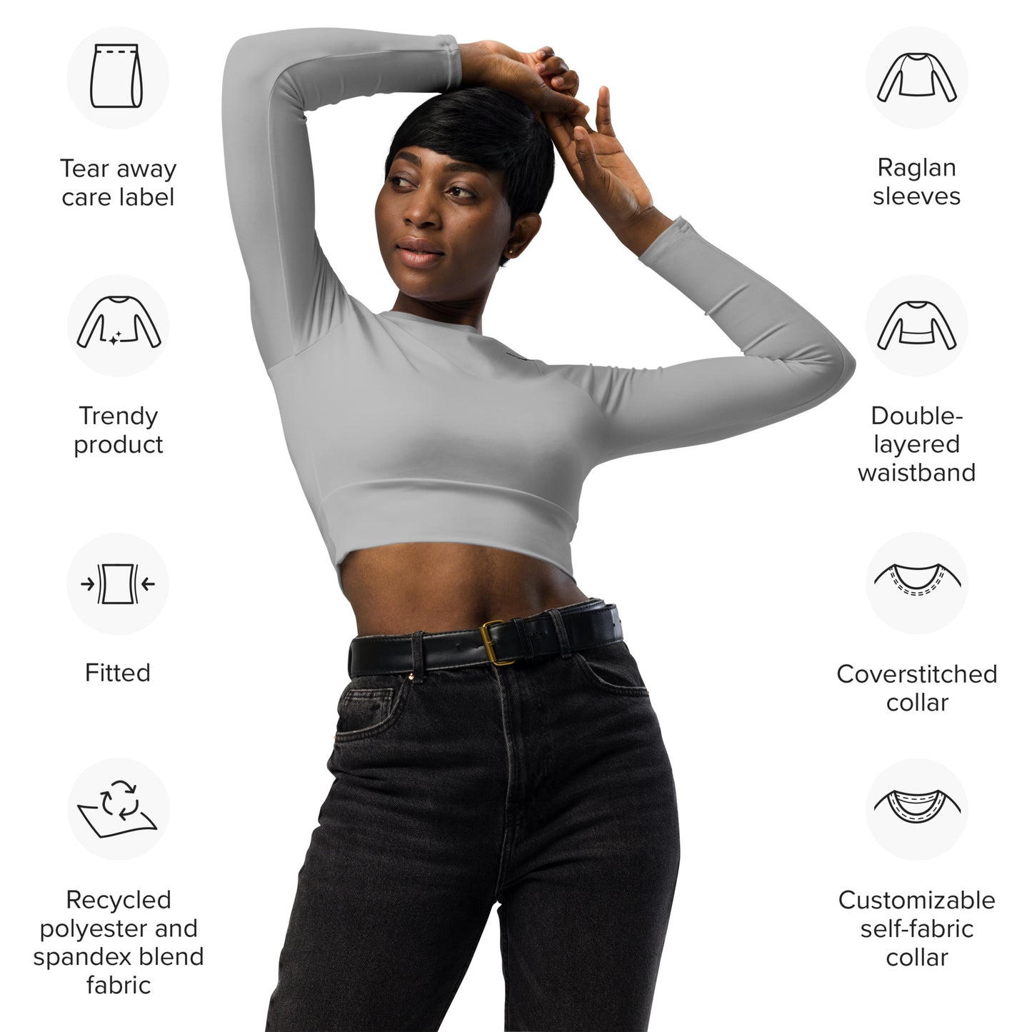 Crest Long-Sleeve Crop Top